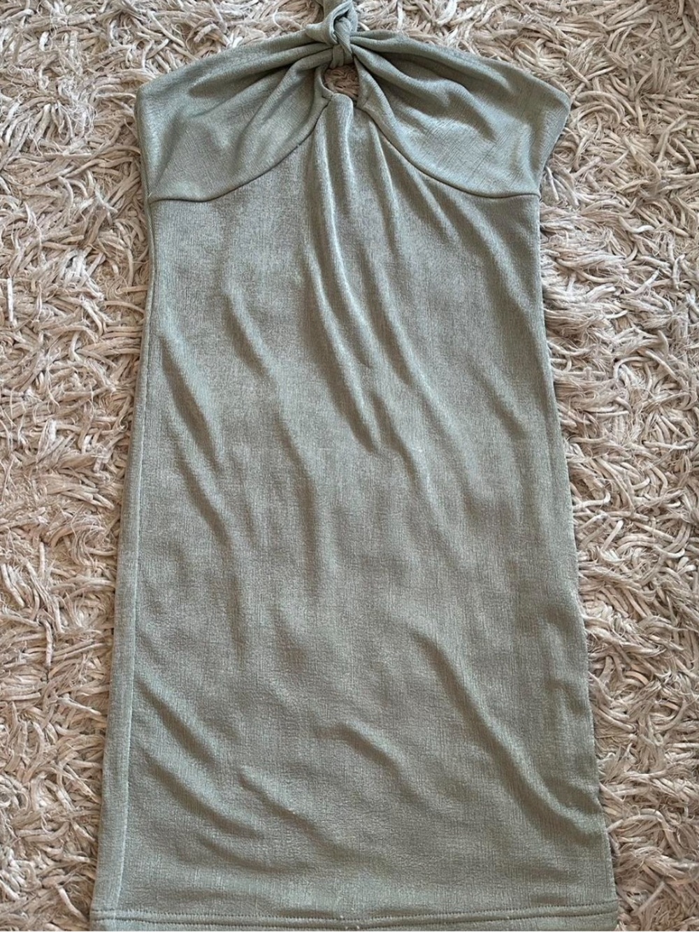 Elodie Strapless Twist Front Dress in Sage Green